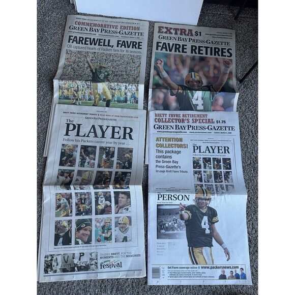 Brett Favre 2008 Retirement Newspaper Set Green Bay Press Gazette - Picture 10 of 12